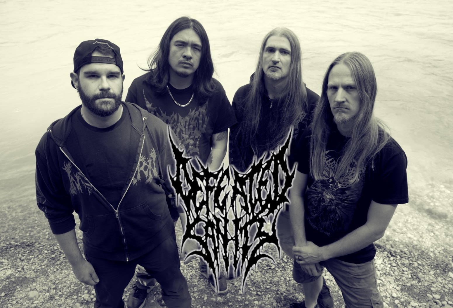 Defeated Sanity outside black and white